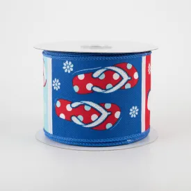 2.5" Patriotic Flip Flops Ribbon: RWB (10 Yards)