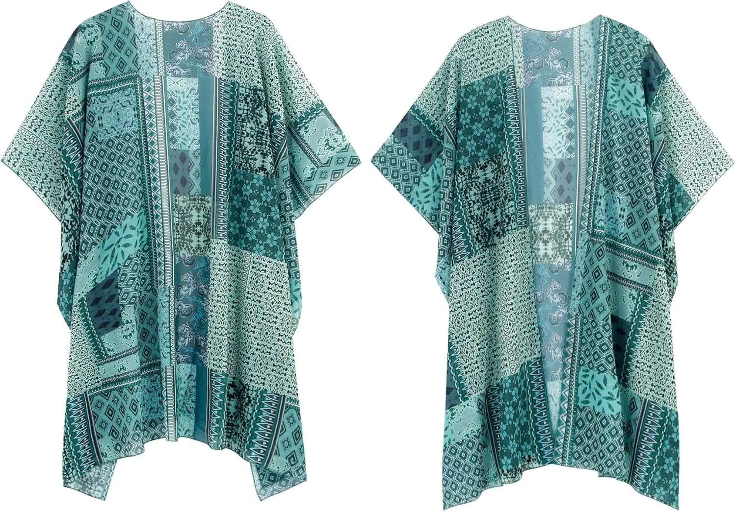 BB&KK Women Kimono Cardigans Casual Summer Tops Beach Cover up Open Front Floral Print Chiffon Loose Bikini Cover Ups