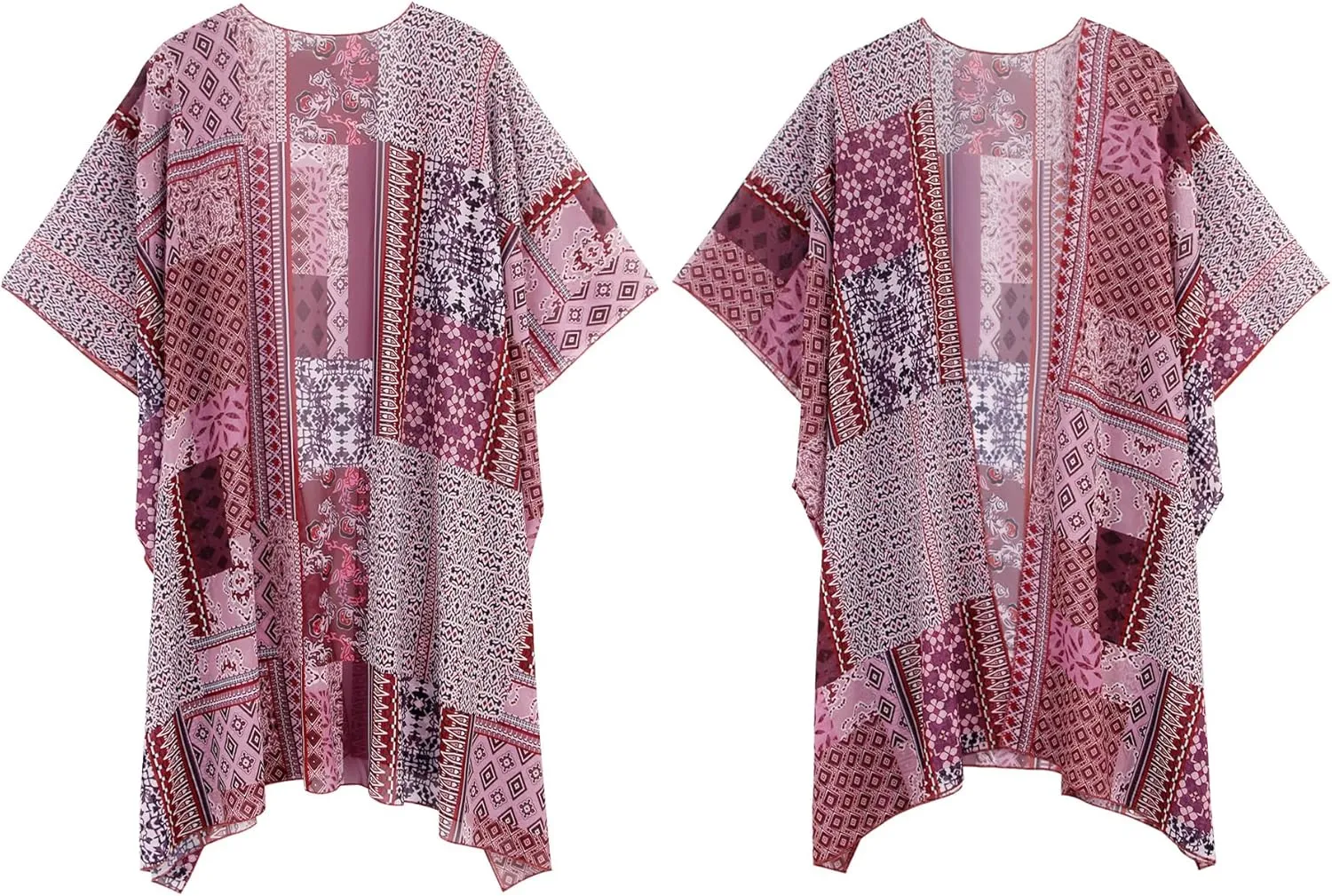 BB&KK Women Kimono Cardigans Casual Summer Tops Beach Cover up Open Front Floral Print Chiffon Loose Bikini Cover Ups