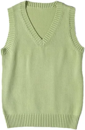Blostirno Womens Sweater Vest V Neck JK Uniform Kint Vests Solid Classic Sleeveless Pullover Sweaters Tops