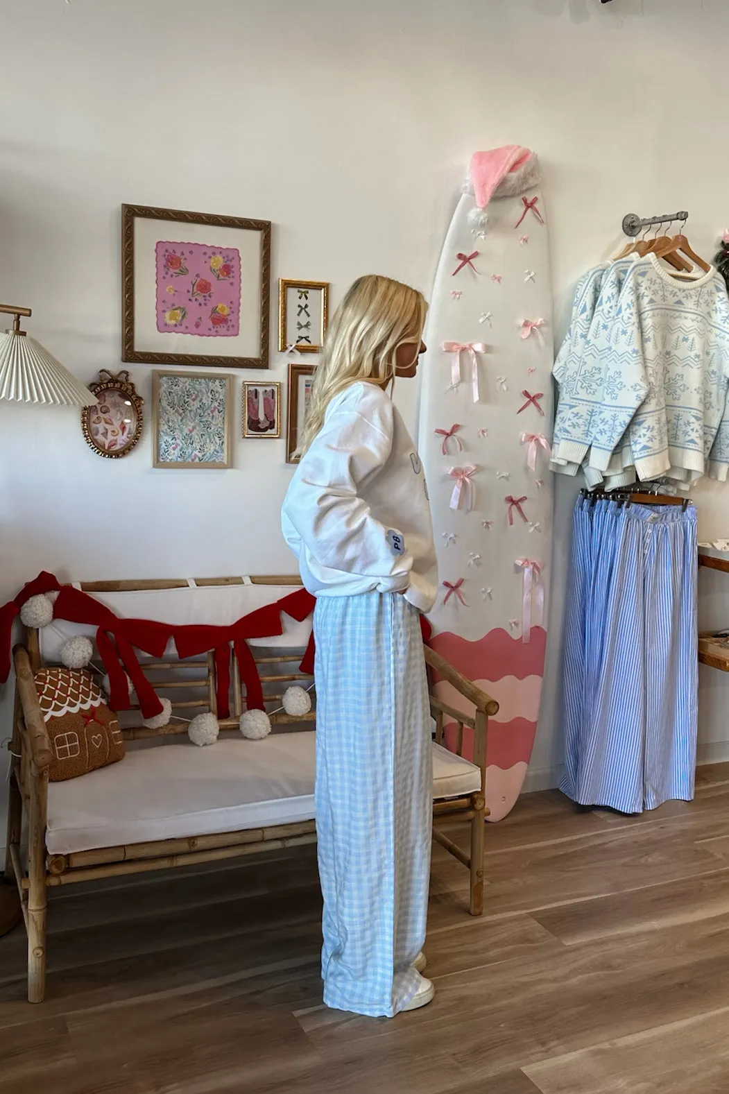 Blue Gingham Pajama Pants