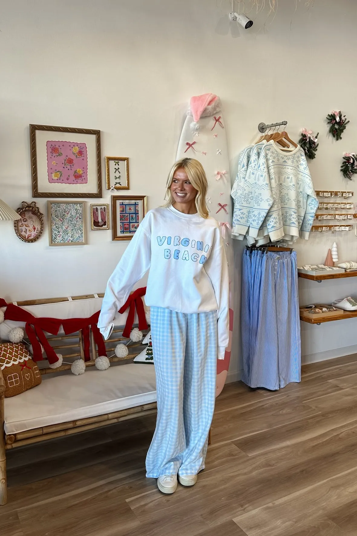 Blue Gingham Pajama Pants