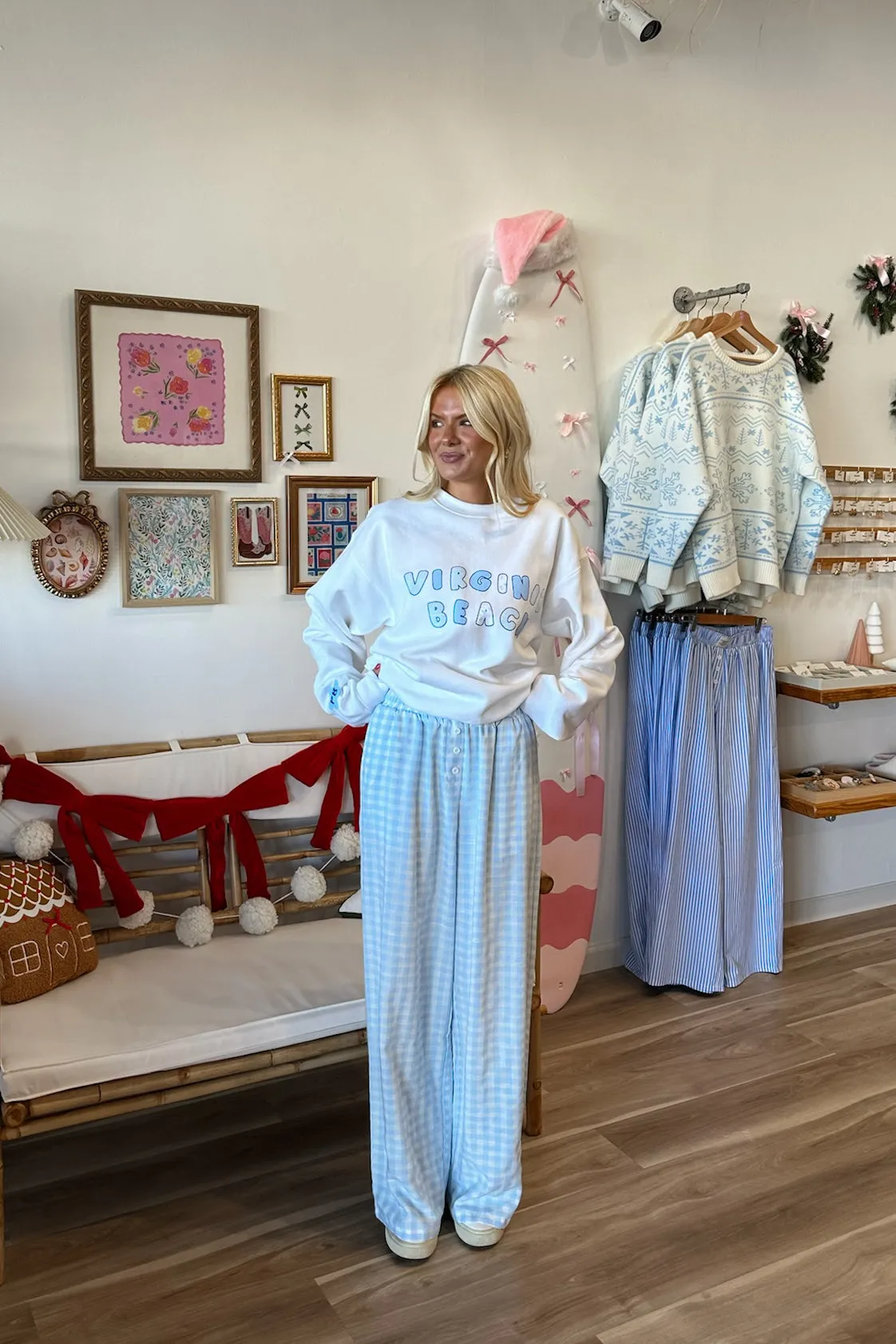 Blue Gingham Pajama Pants