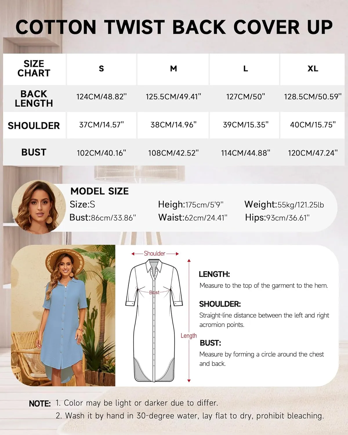 Bsubseach 2025 Cotton Beach Cover Up for Women - Long Button Down Swimsuit Coverup Bathing Suit Shirt Dress Vacation Outfits