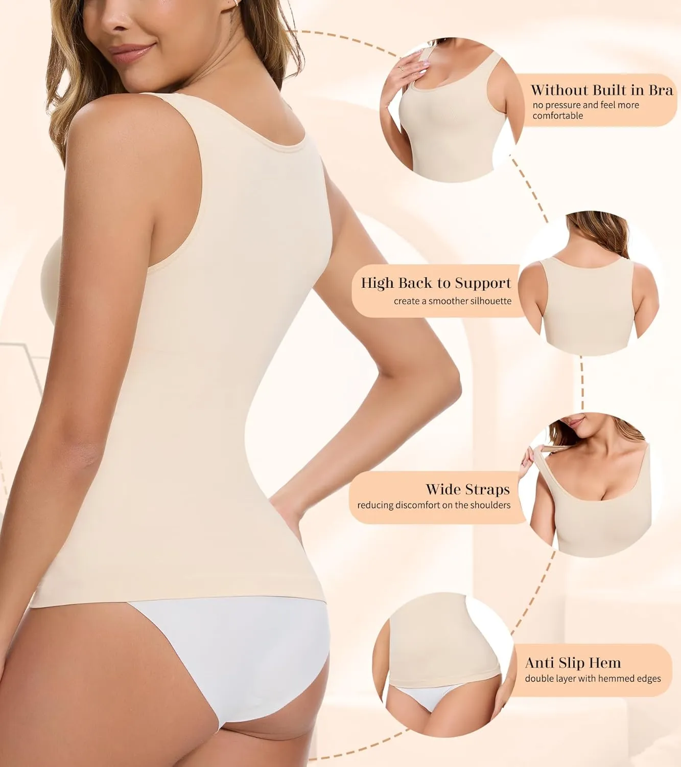 Compression Tank Tops for Women - Shapewear Tummy Control - Shapewear Camisole Top - Body Shaper