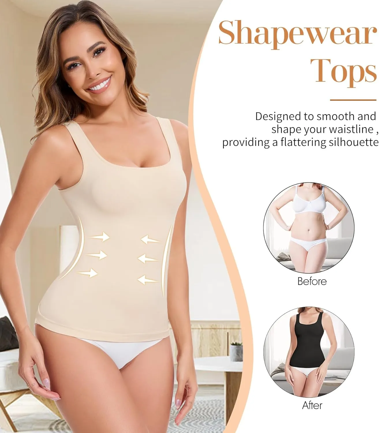 Compression Tank Tops for Women - Shapewear Tummy Control - Shapewear Camisole Top - Body Shaper