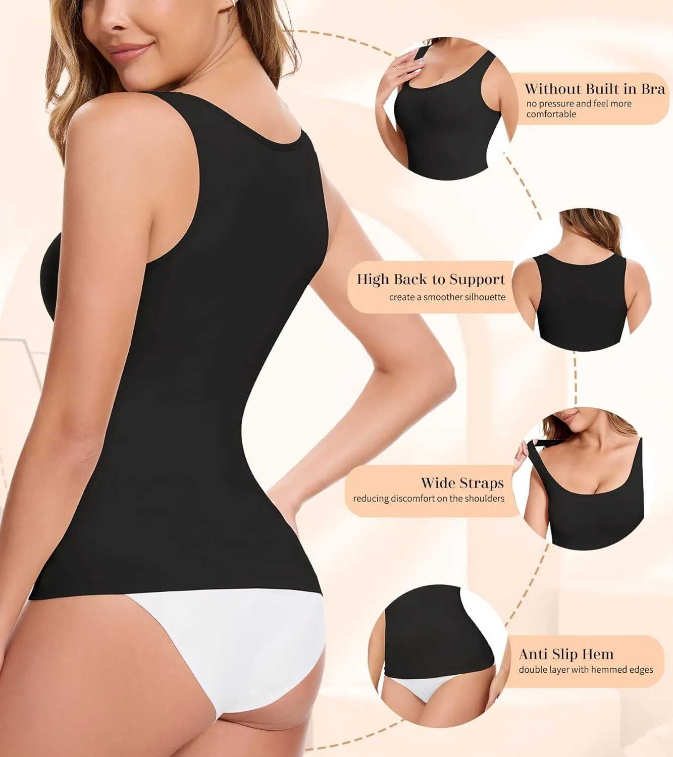 Compression Tank Tops for Women - Shapewear Tummy Control - Shapewear Camisole Top - Body Shaper