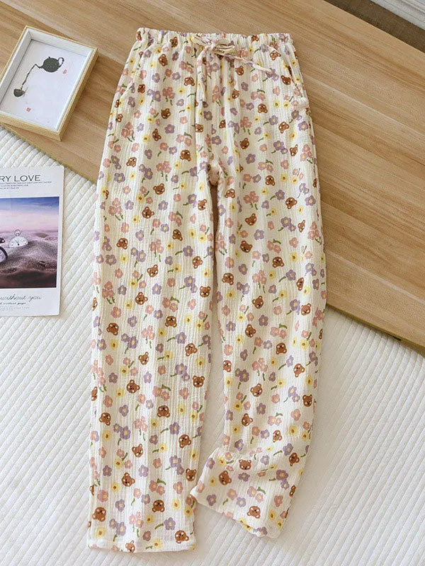 Crepe Elastic Waist Long Pajama Pants