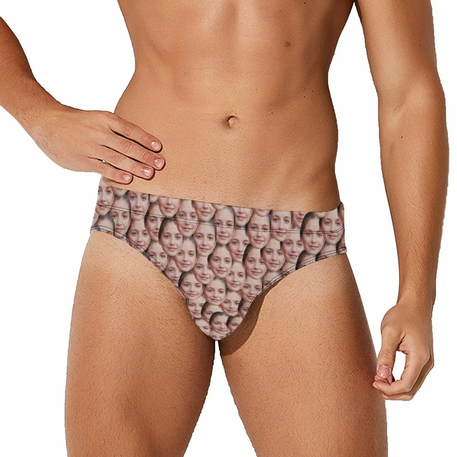 Custom Face Seamless Men's Swim Shorts Personalized Triangle Swim Briefs for Swimming Water Sports