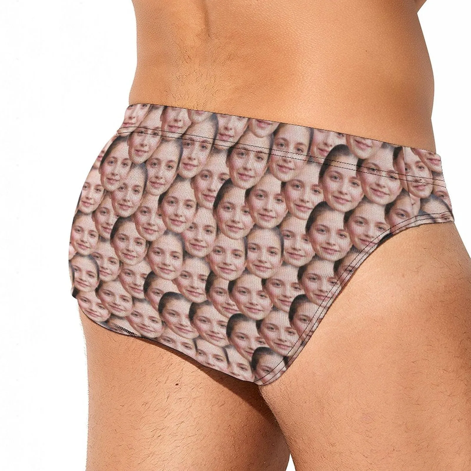 Custom Face Seamless Men's Swim Shorts Personalized Triangle Swim Briefs for Swimming Water Sports