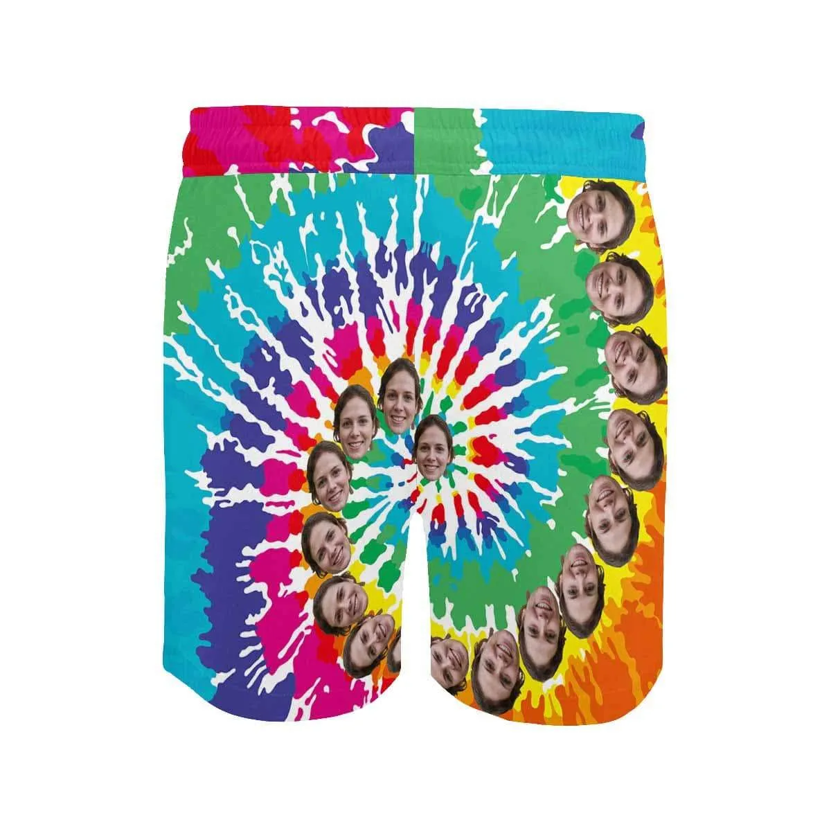 Custom Funny Swim Shorts with Face Design Spin Color Men's Quick Dry Swim Shorts with Girlfriend's Picture for Him