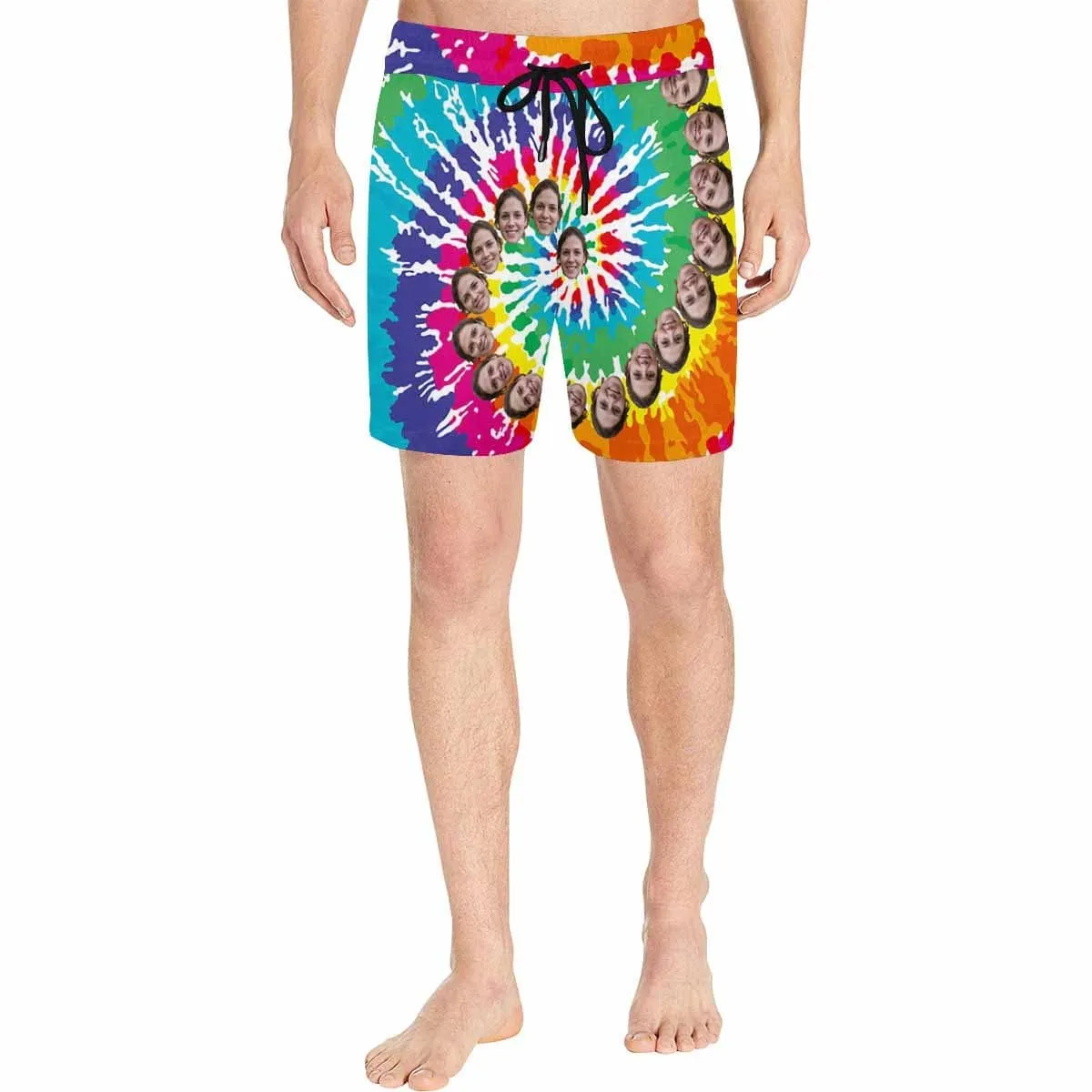 Custom Funny Swim Shorts with Face Design Spin Color Men's Quick Dry Swim Shorts with Girlfriend's Picture for Him