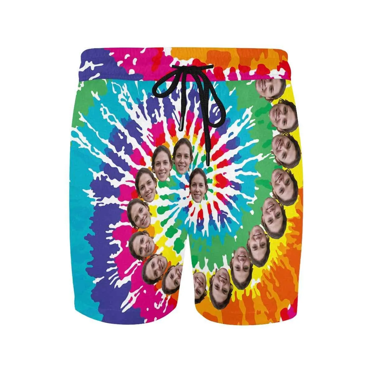 Custom Funny Swim Shorts with Face Design Spin Color Men's Quick Dry Swim Shorts with Girlfriend's Picture for Him