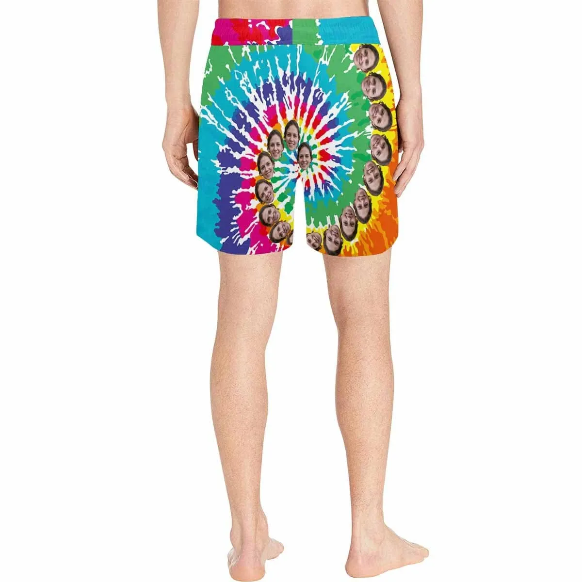 Custom Funny Swim Shorts with Face Design Spin Color Men's Quick Dry Swim Shorts with Girlfriend's Picture for Him