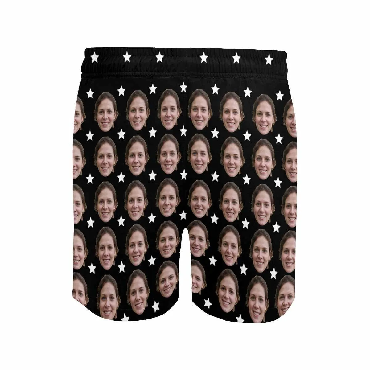 Custom Girlfriend's Face Swimming Trunks Design Row Stars Black Men's Quick Dry Swim Shorts