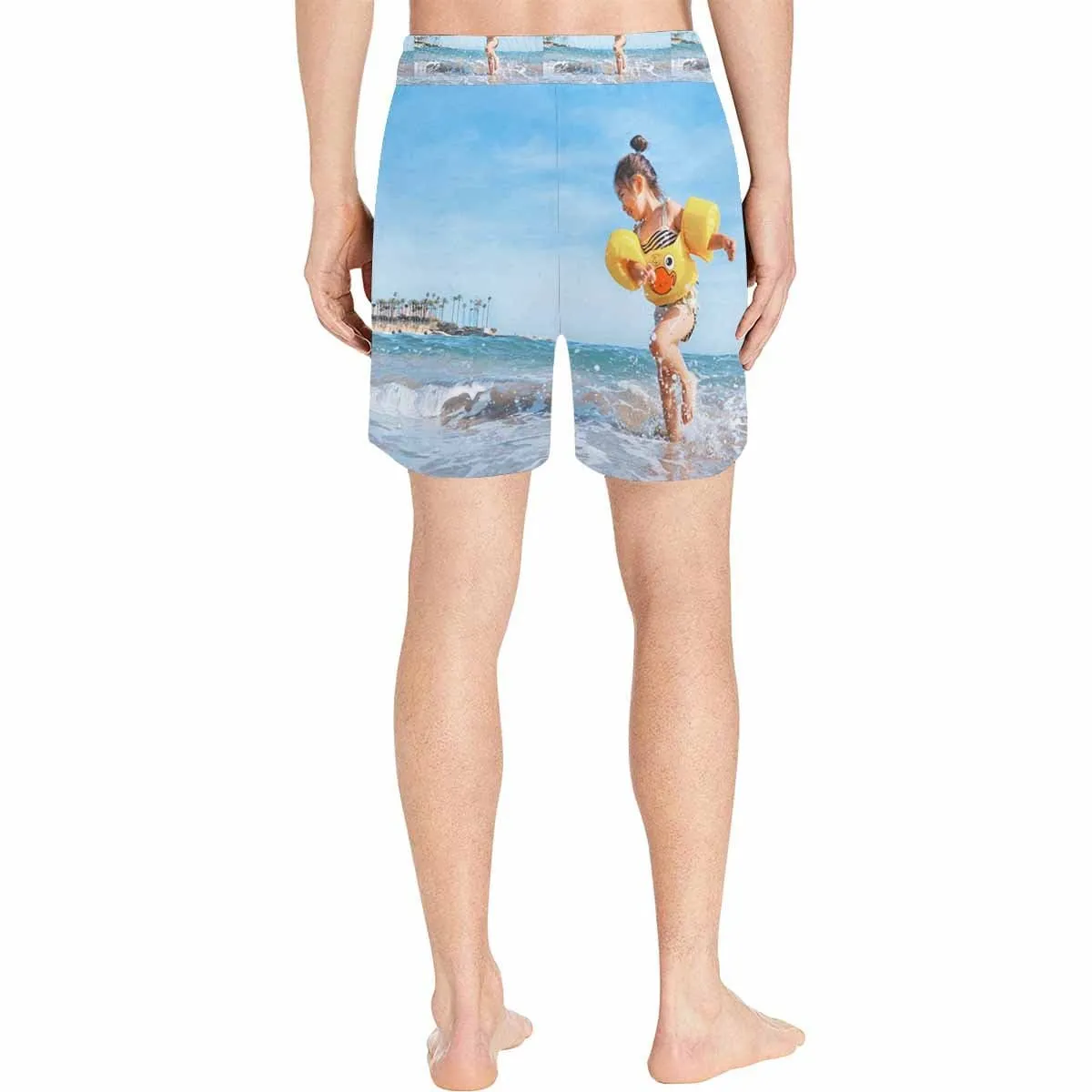 Custom Mens Trunks with Personalized Photo Happy Time Men's Quick Dry Swim Shorts with Baby's Picture