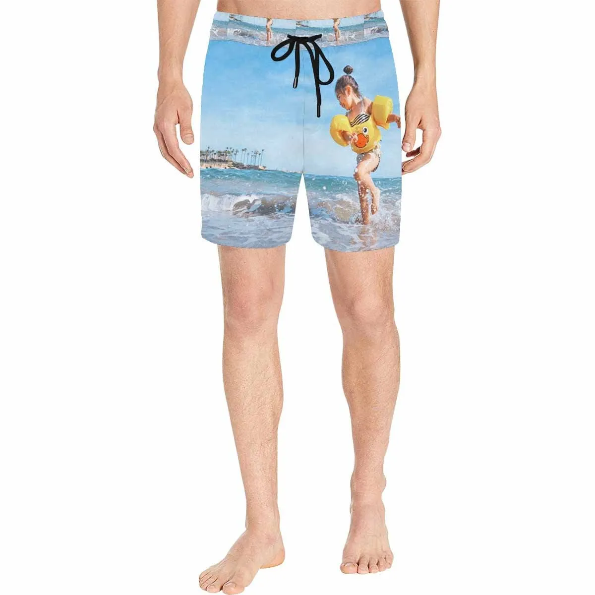 Custom Mens Trunks with Personalized Photo Happy Time Men's Quick Dry Swim Shorts with Baby's Picture
