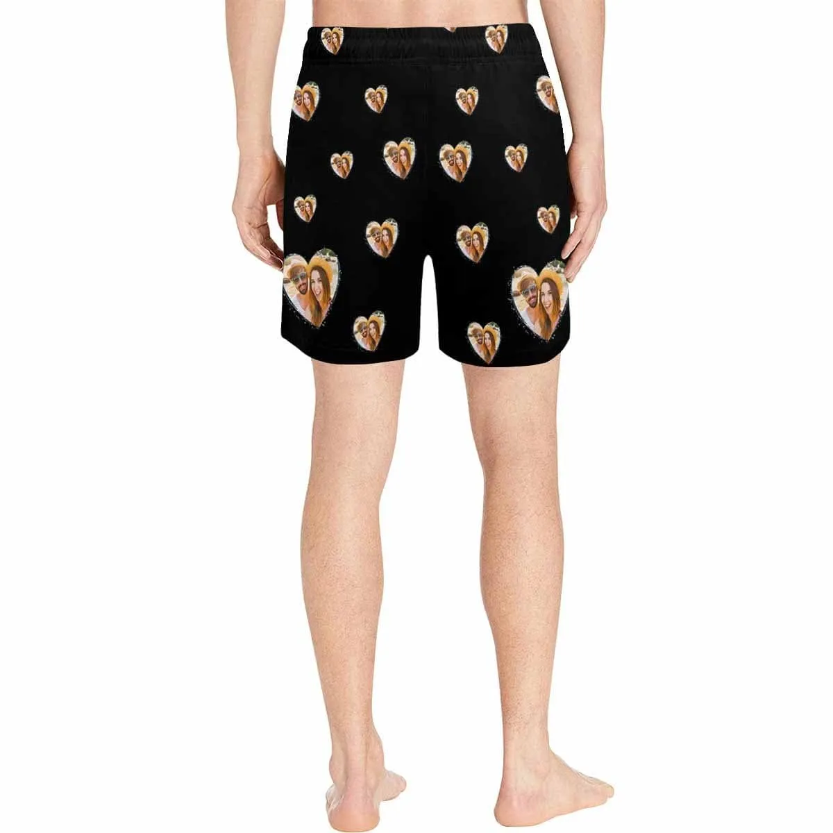 Custom Photo Swim Trunks Design Heart Men's Quick Dry Swim Shorts with Personalized Pictures