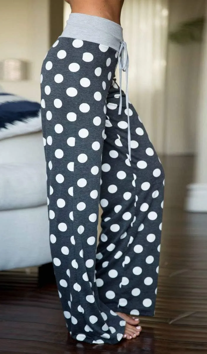 Elsofer Women's Pajama Lounge Pants Floral Print Comfy Casual Stretch Palazzo Drawstring Pj Bottoms Pants Wide Leg