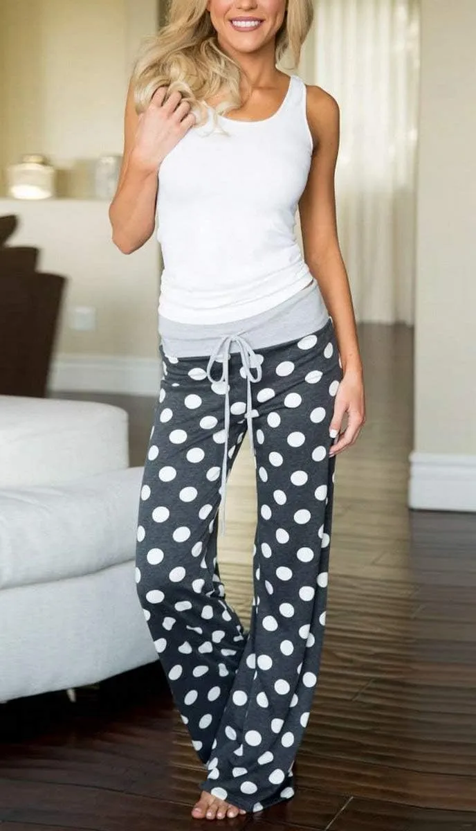 Elsofer Women's Pajama Lounge Pants Floral Print Comfy Casual Stretch Palazzo Drawstring Pj Bottoms Pants Wide Leg