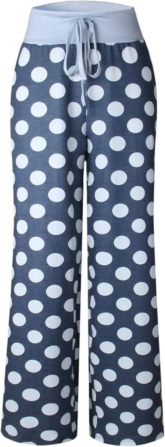 Elsofer Women's Pajama Lounge Pants Floral Print Comfy Casual Stretch Palazzo Drawstring Pj Bottoms Pants Wide Leg