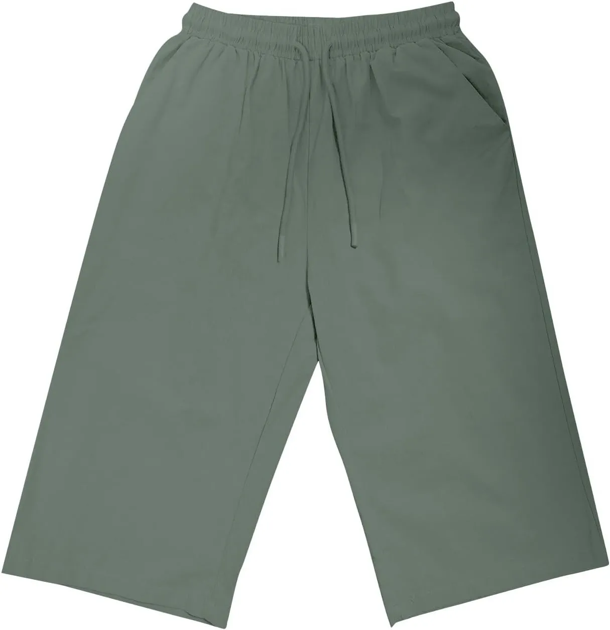 Fashionable Cotton Linen Capris Pants for Women Lounge Drawstring Stretch Loose Fit Shorts Plus Size Beach Outdoor Wear