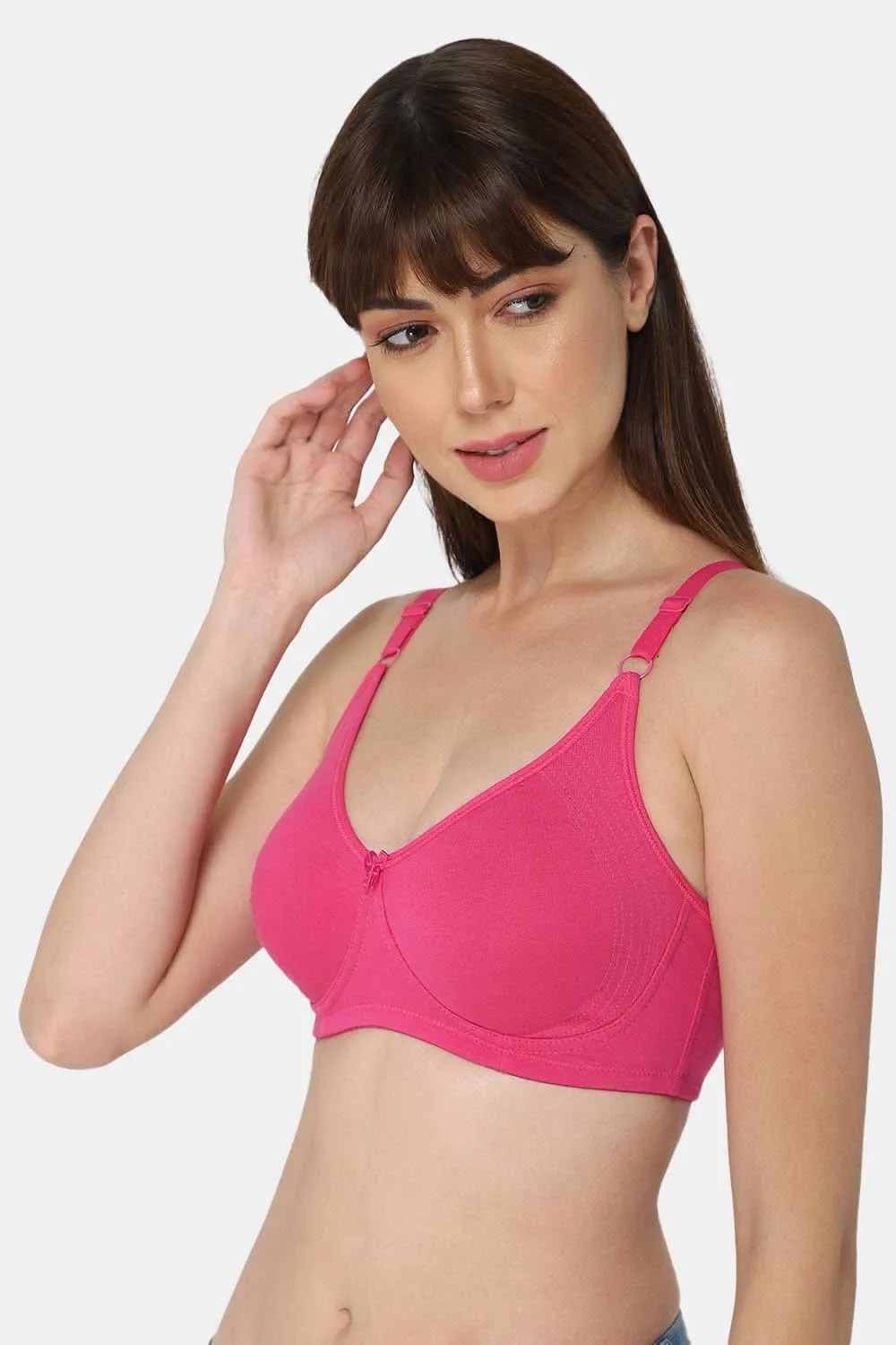 Full Coverage Non-Padded Non-Wired Intimacy T-Shirt Saree Bra - ES02 - Pink Shade