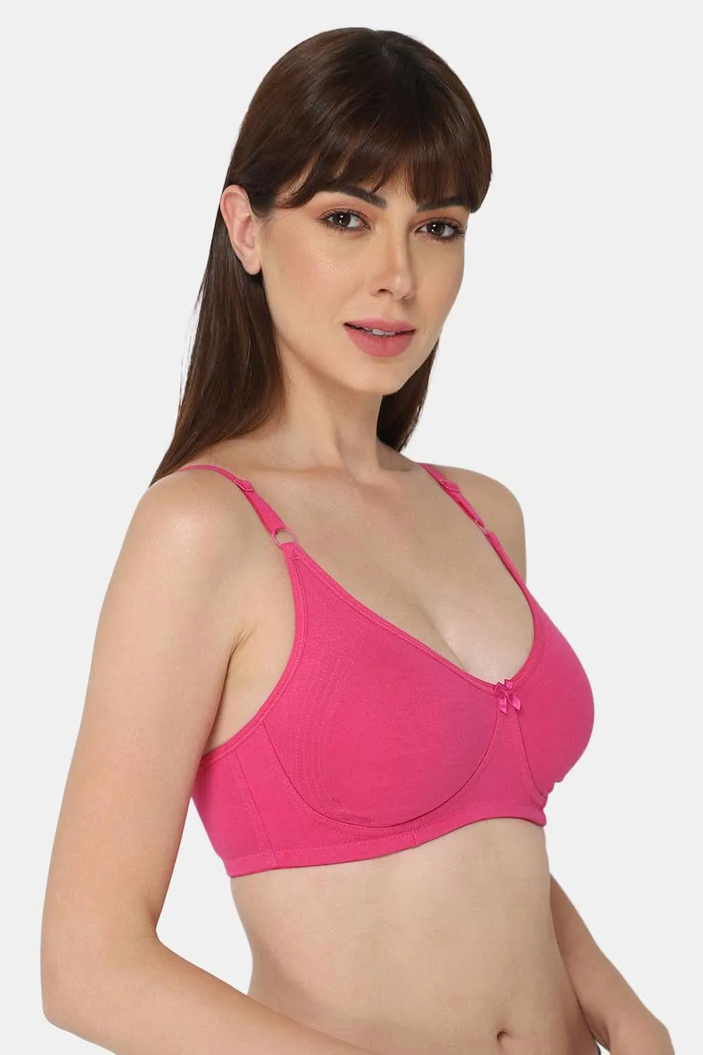 Full Coverage Non-Padded Non-Wired Intimacy T-Shirt Saree Bra - ES02 - Pink Shade