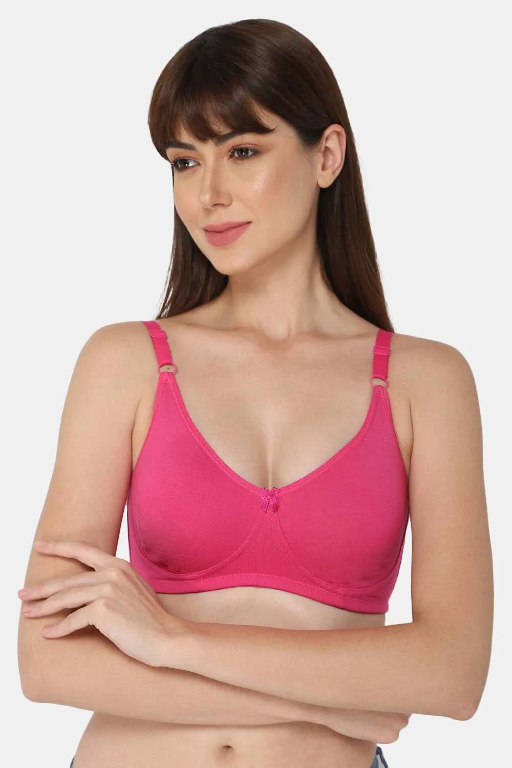 Full Coverage Non-Padded Non-Wired Intimacy T-Shirt Saree Bra - ES02 - Pink Shade