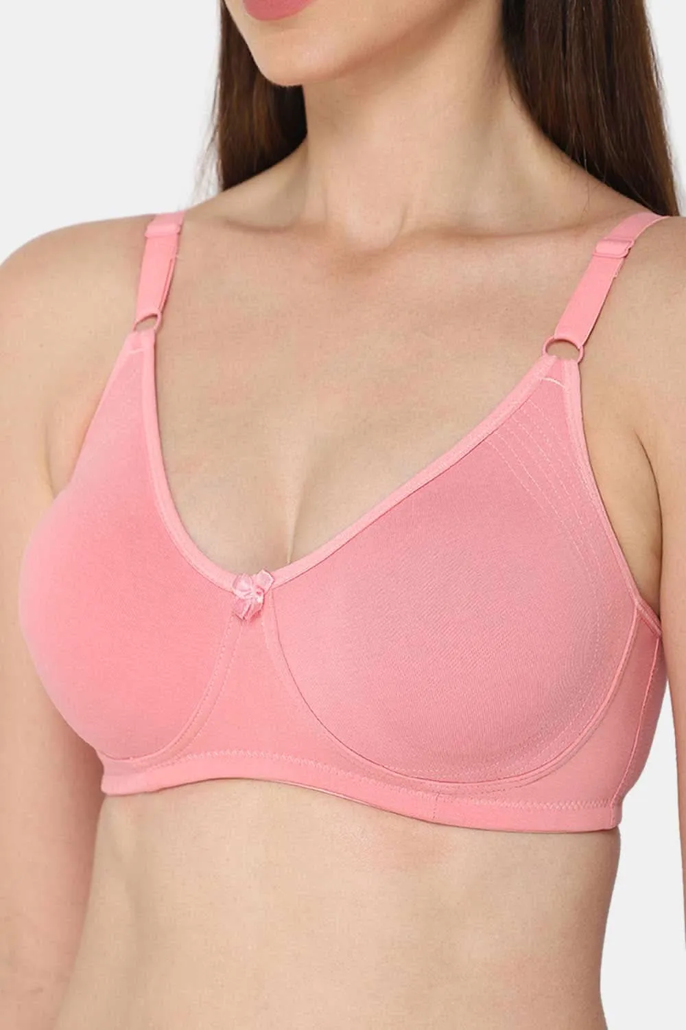 Full Coverage Non-Padded Non-Wired Intimacy T-Shirt Saree Bra - ES02 - Pink Shade