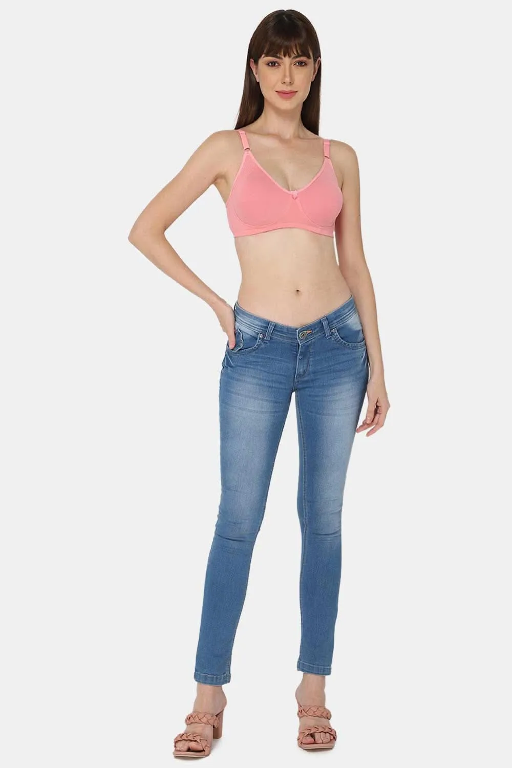Full Coverage Non-Padded Non-Wired Intimacy T-Shirt Saree Bra - ES02 - Pink Shade