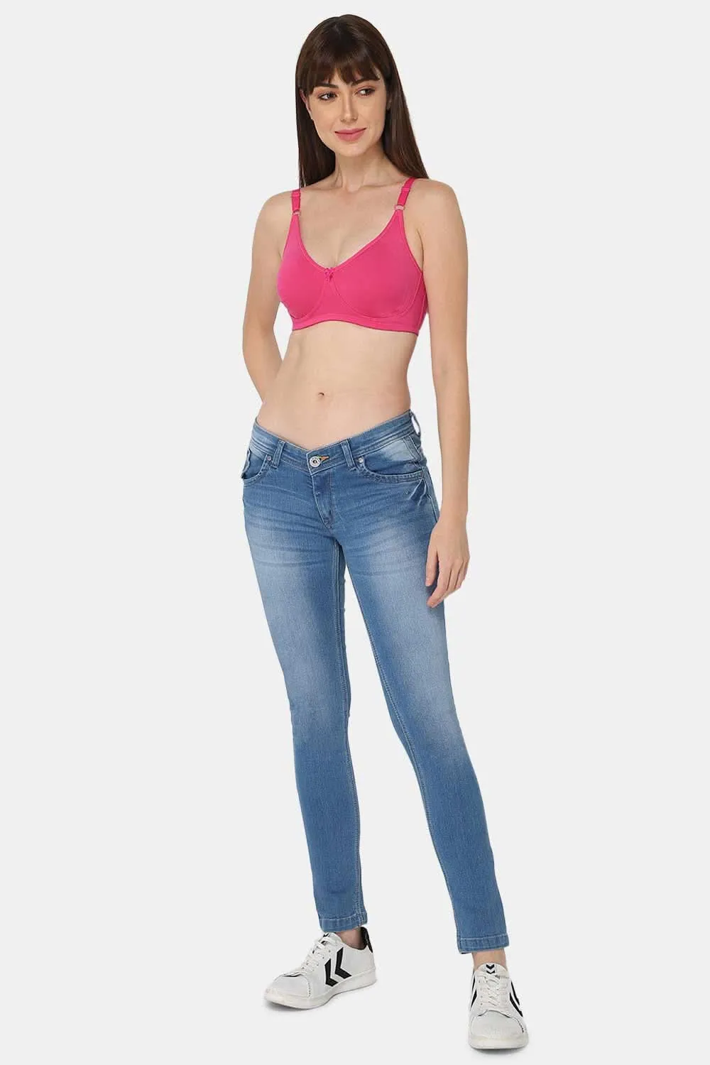 Full Coverage Non-Padded Non-Wired Intimacy T-Shirt Saree Bra - ES02 - Pink Shade