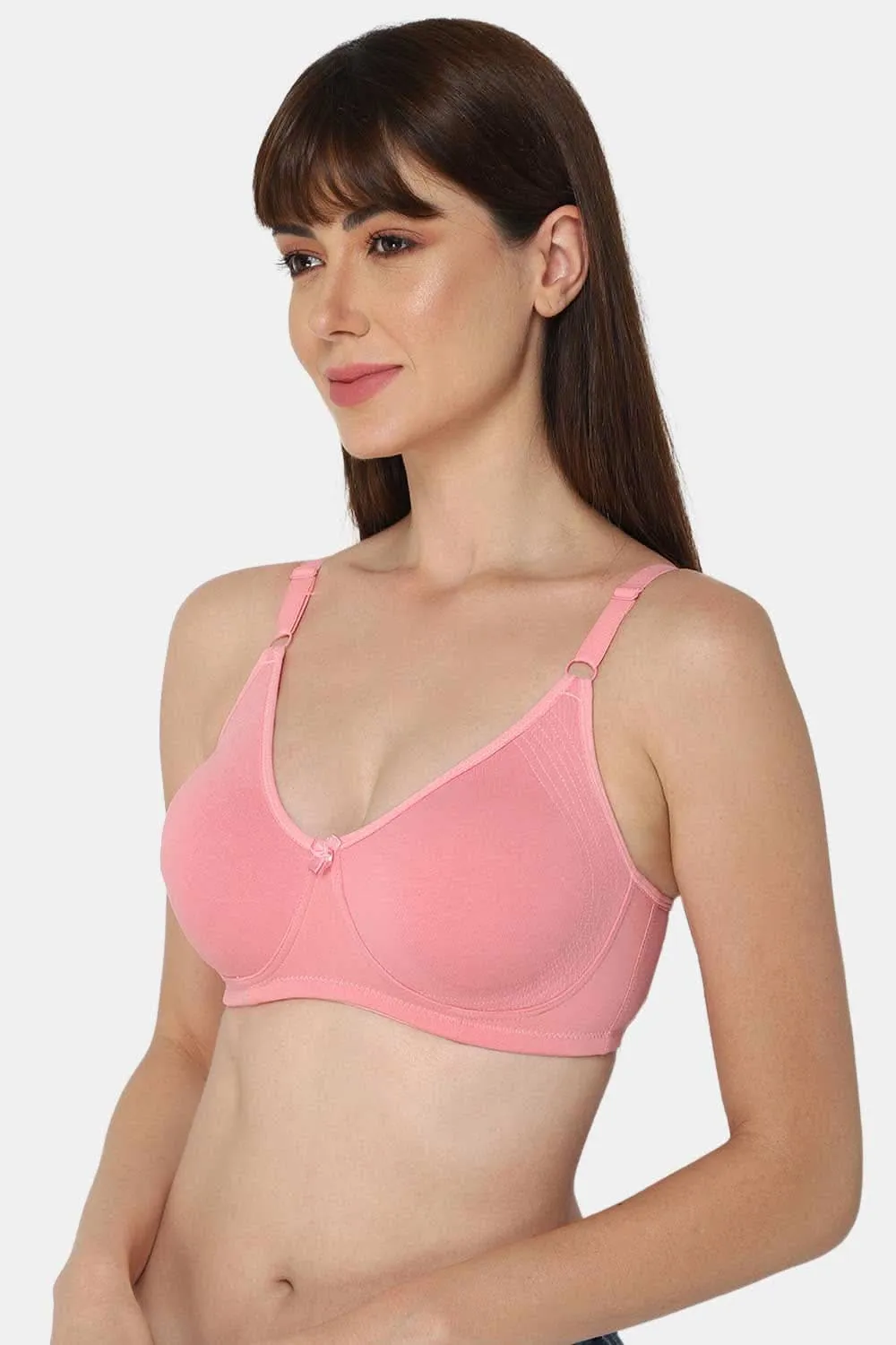 Full Coverage Non-Padded Non-Wired Intimacy T-Shirt Saree Bra - ES02 - Pink Shade