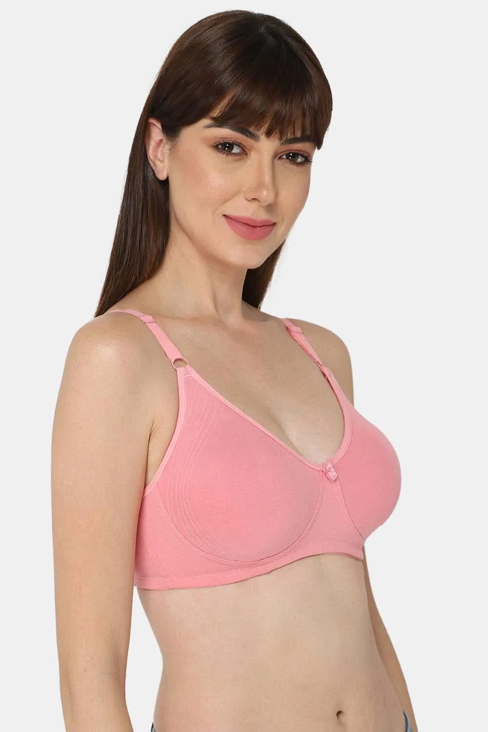 Full Coverage Non-Padded Non-Wired Intimacy T-Shirt Saree Bra - ES02 - Pink Shade