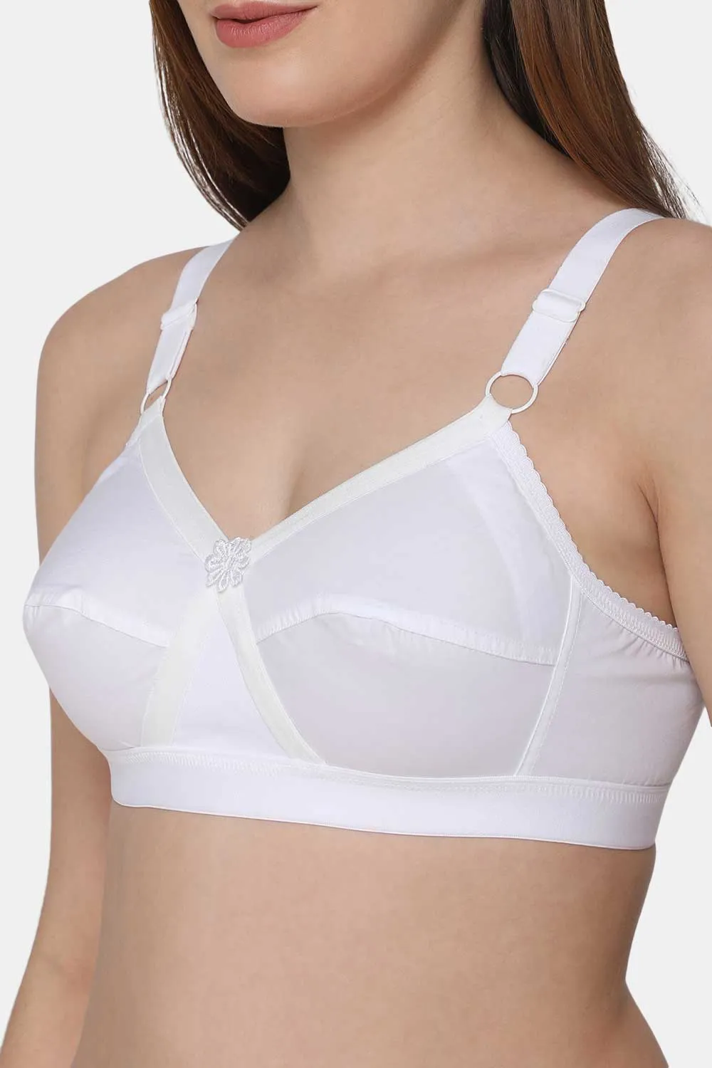 Full Figure  Women's White Non - Wired 100% Cotton Everyday Intimacy Bra