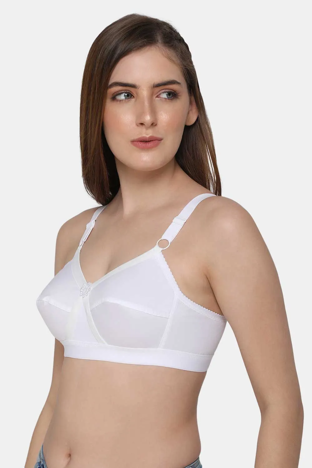 Full Figure  Women's White Non - Wired 100% Cotton Everyday Intimacy Bra