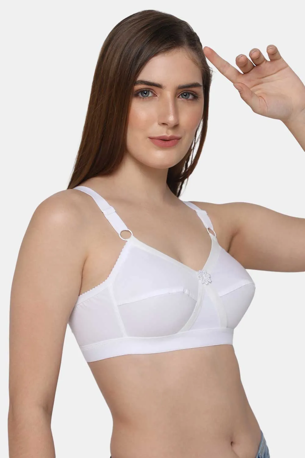 Full Figure  Women's White Non - Wired 100% Cotton Everyday Intimacy Bra