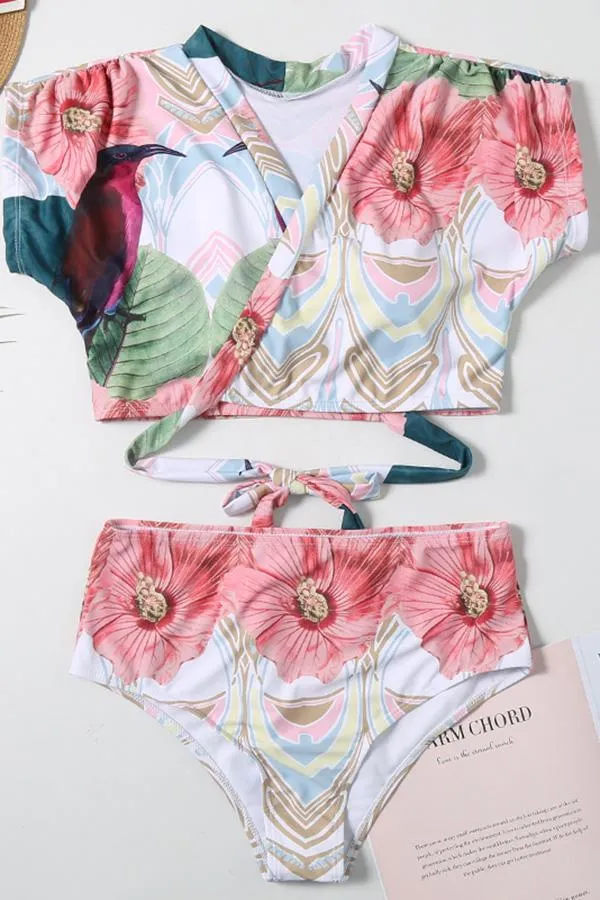 Graphic Print High-Waisted Bikini Swimwear
