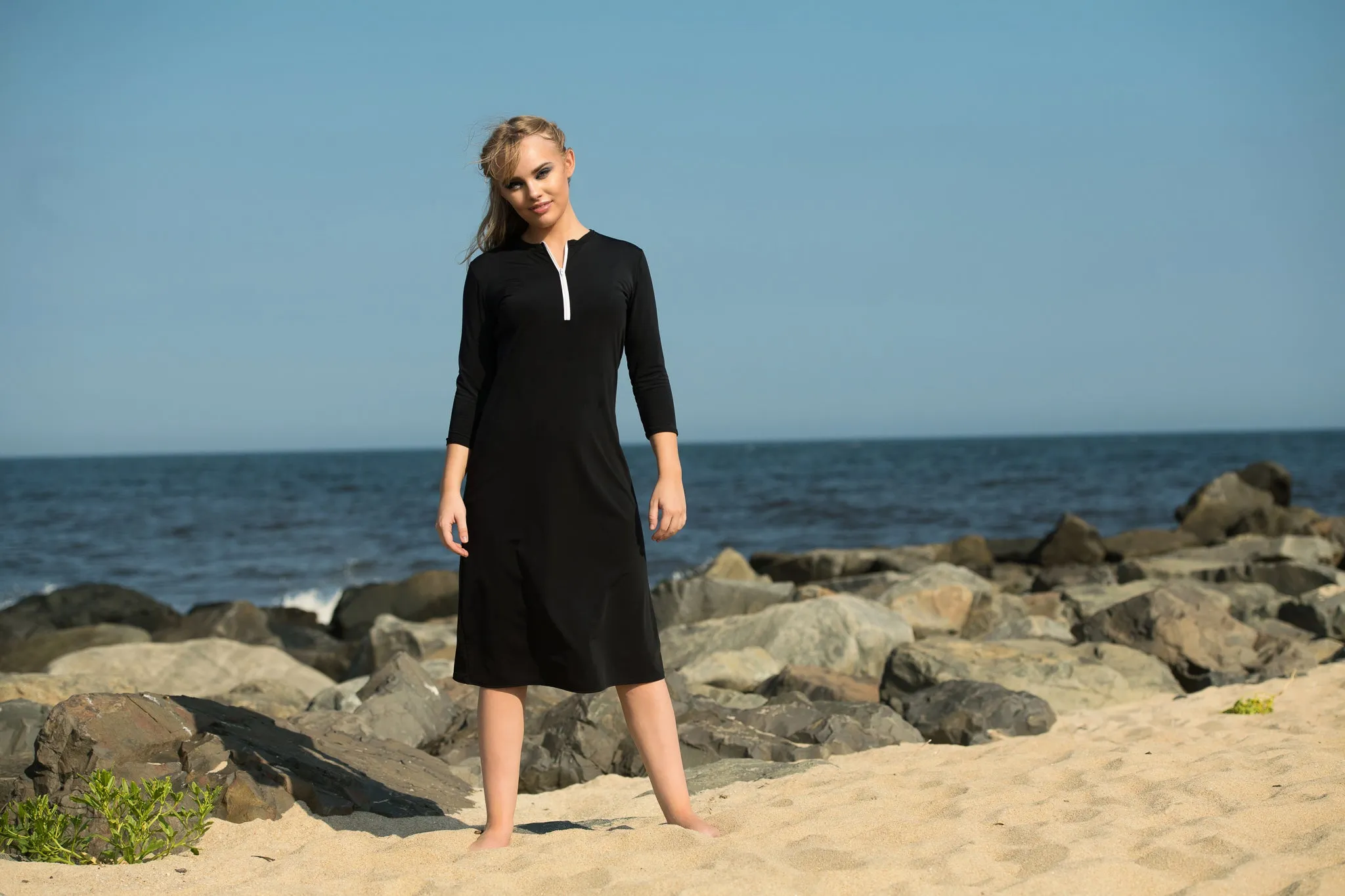 Half-Zip Swim Dress