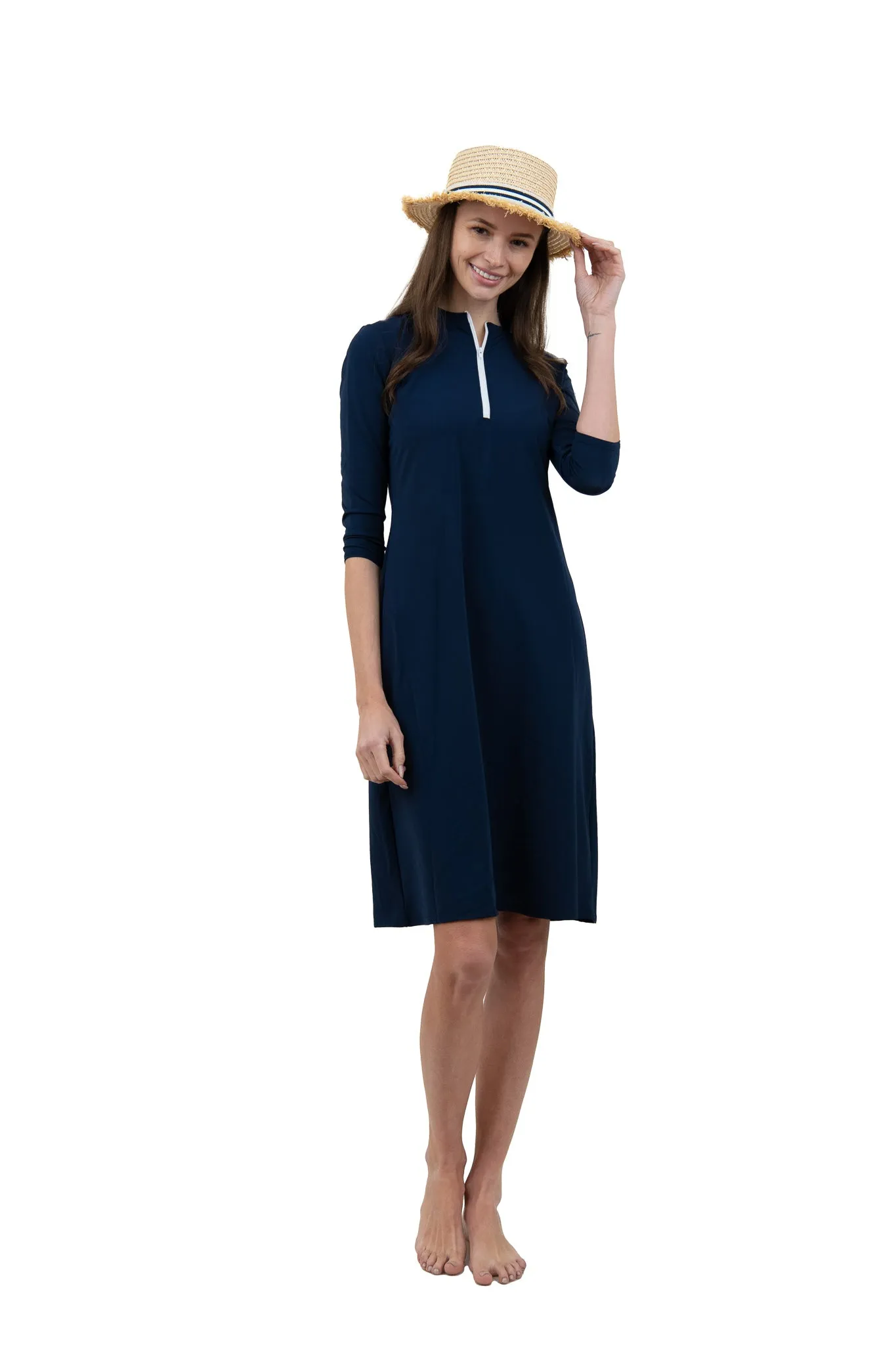 Half-Zip Swim Dress