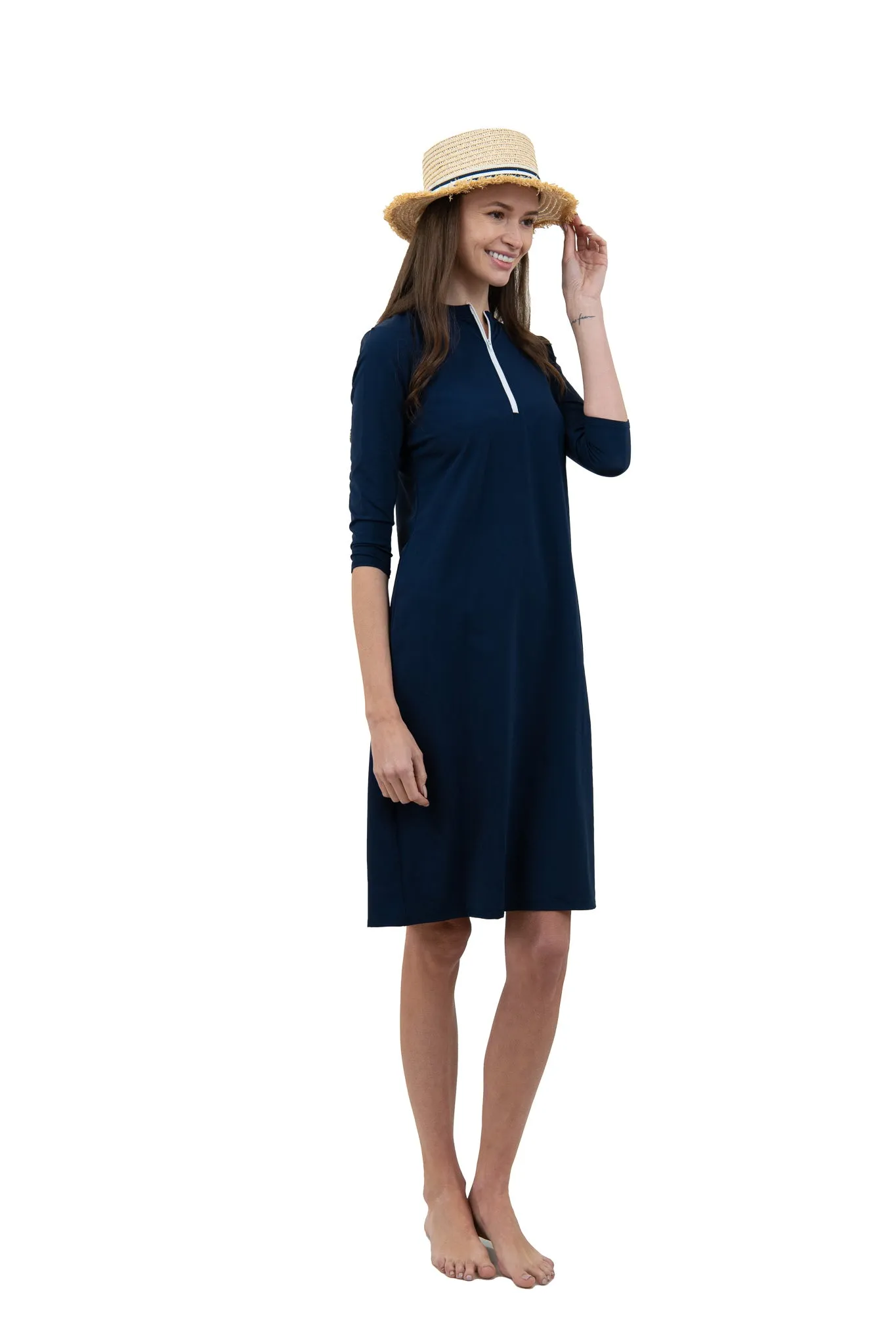 Half-Zip Swim Dress