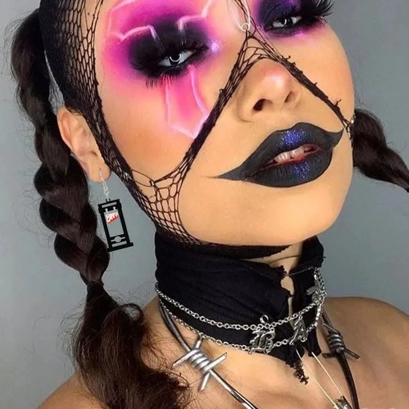 Handmade Guillotine Knife Dangle Earrings for Women Girls Punk Knife Horror Halloween Earrings Acrylic Unique Guillotine Earrings Halloween Party Jewelry (Black)