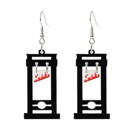 Handmade Guillotine Knife Dangle Earrings for Women Girls Punk Knife Horror Halloween Earrings Acrylic Unique Guillotine Earrings Halloween Party Jewelry (Black)