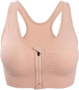 Hiking Gril Women's Zip Front Sports Bra Wireless Post-Surgery Yoga Bras