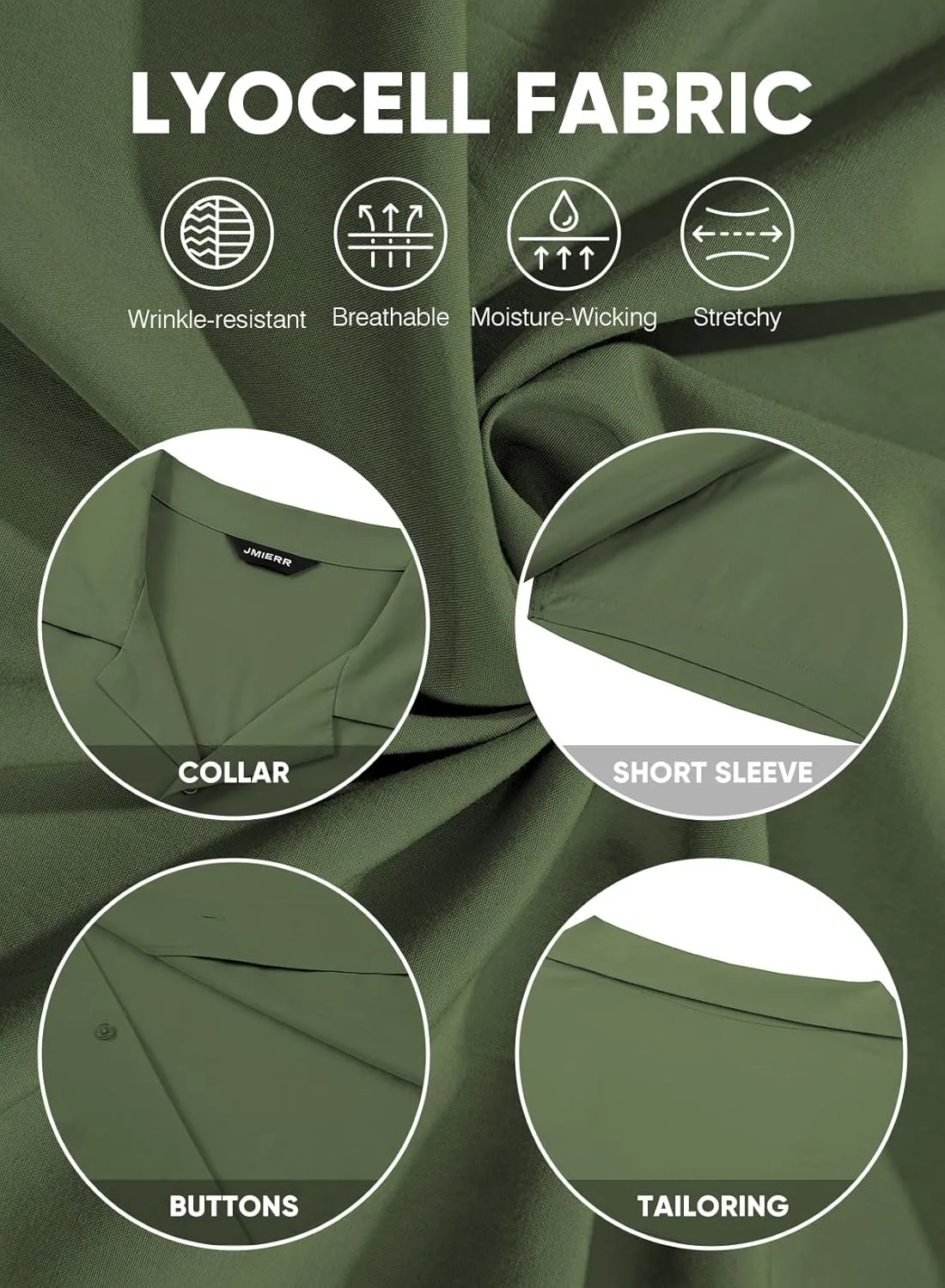 JMIERR Mens Linen Shirts Casual Short Sleeve Button Down Shirts Wrinkle Free Vacation Beach Summer Tops