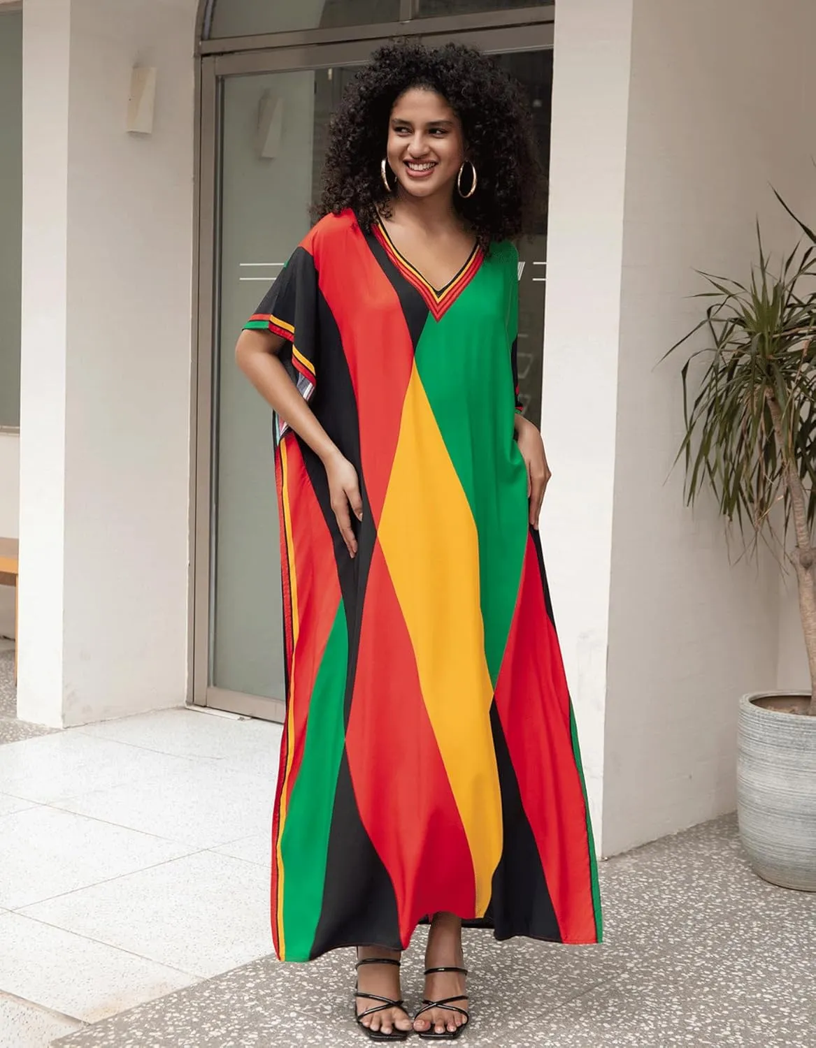 Kaftan Dresses for Women Side Split Caftan Bathing Suit Cover Up Casual Long Beach Loungewear Dress