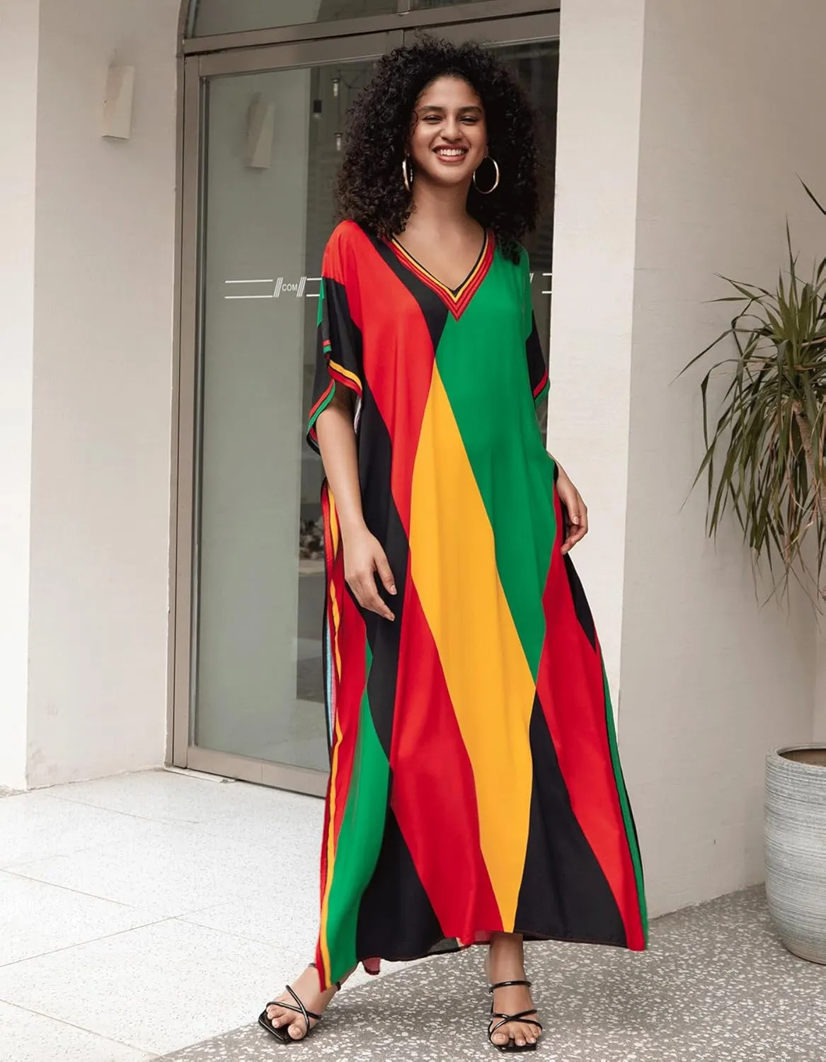 Kaftan Dresses for Women Side Split Caftan Bathing Suit Cover Up Casual Long Beach Loungewear Dress