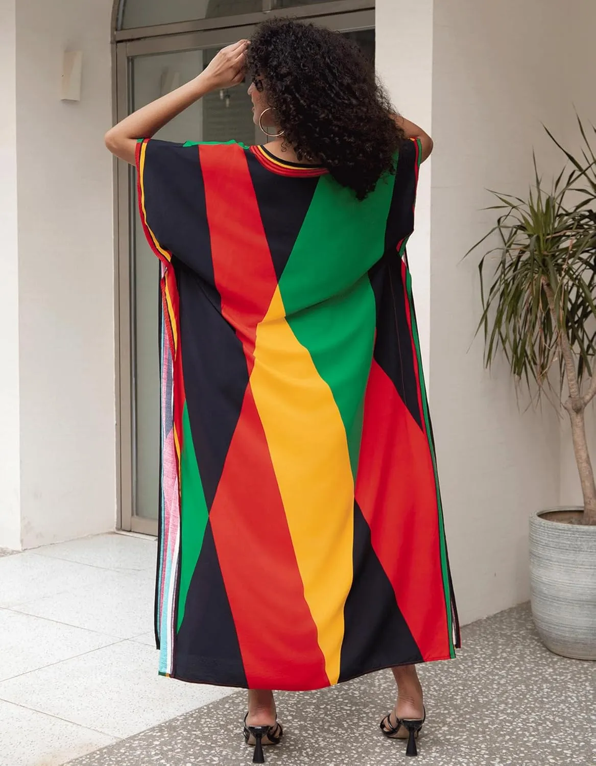 Kaftan Dresses for Women Side Split Caftan Bathing Suit Cover Up Casual Long Beach Loungewear Dress