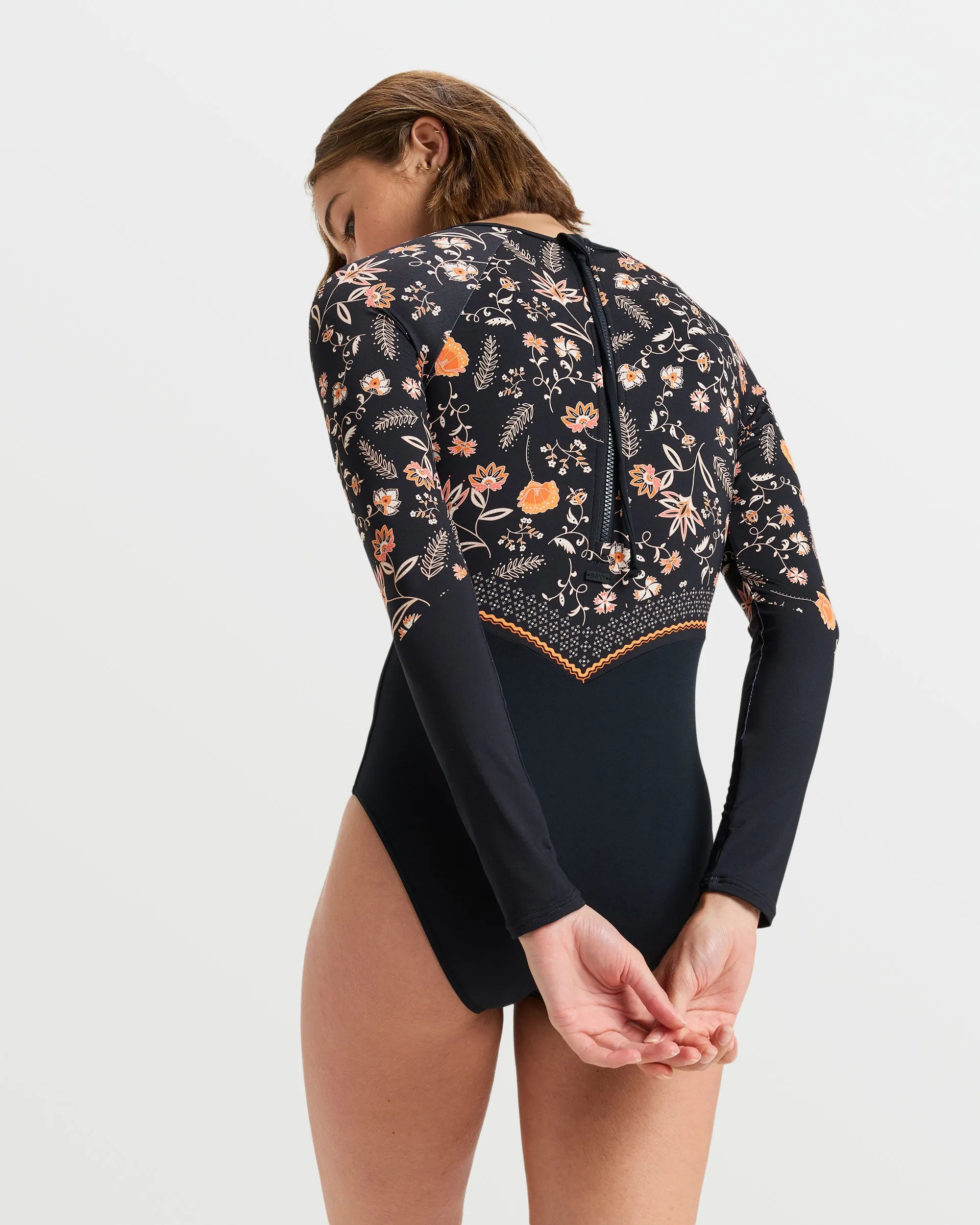 Kerala Long Sleeve One-Piece Swimsuit - Anthracite Kerala Border
