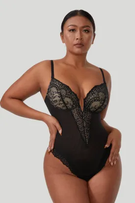 Lace Deep-V Shapewear Bodysuit
